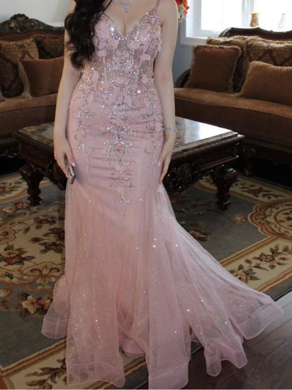 Jovani Pink Embellished Formal Dress